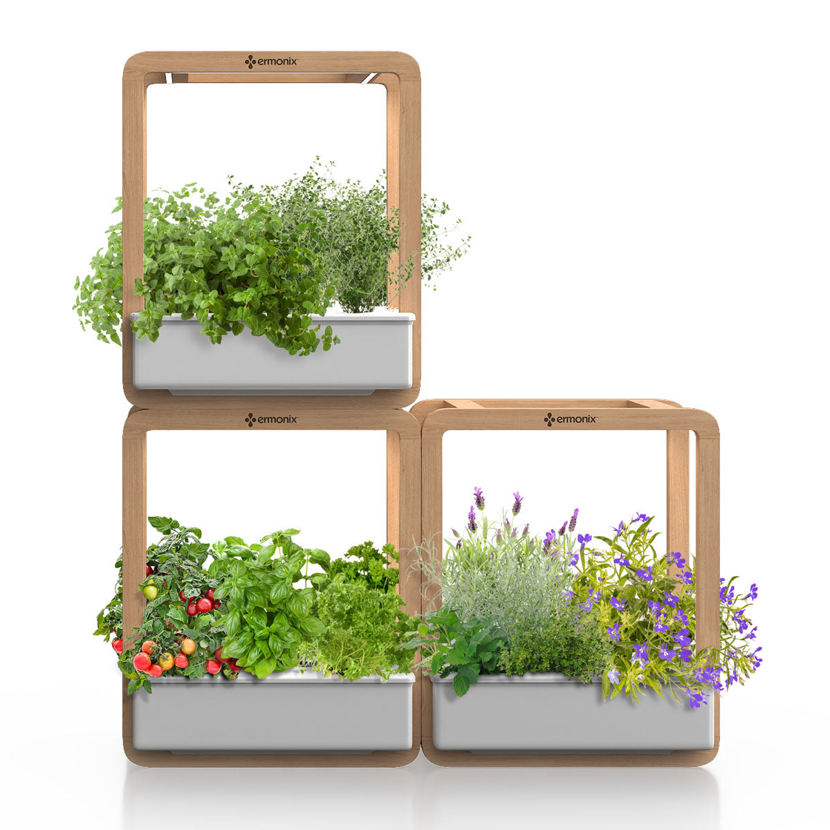 Garden Cube 3-stack configured with two cubes stacked high and another to the side