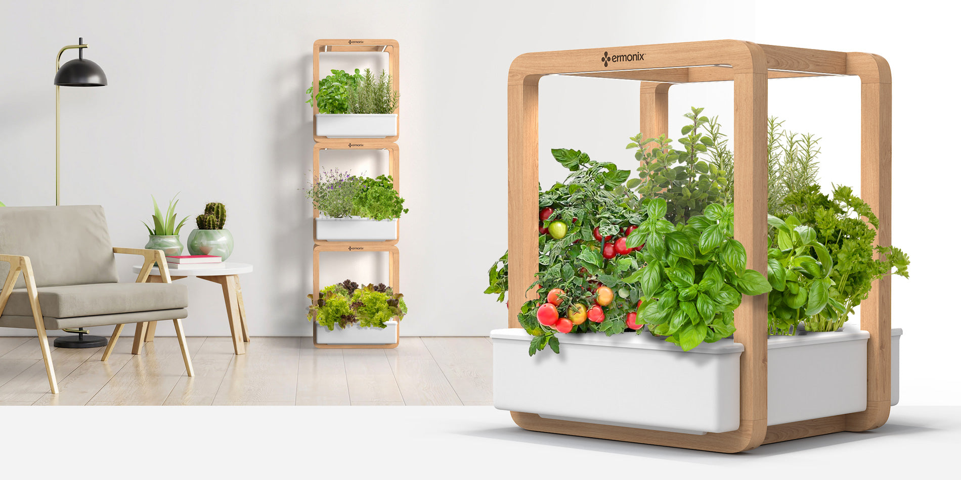 garden cube garden wall  in a lounge room