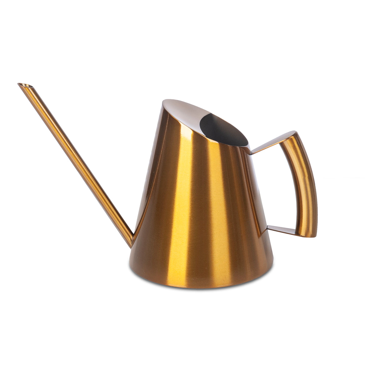 Large gold mini watering can on a white background.
