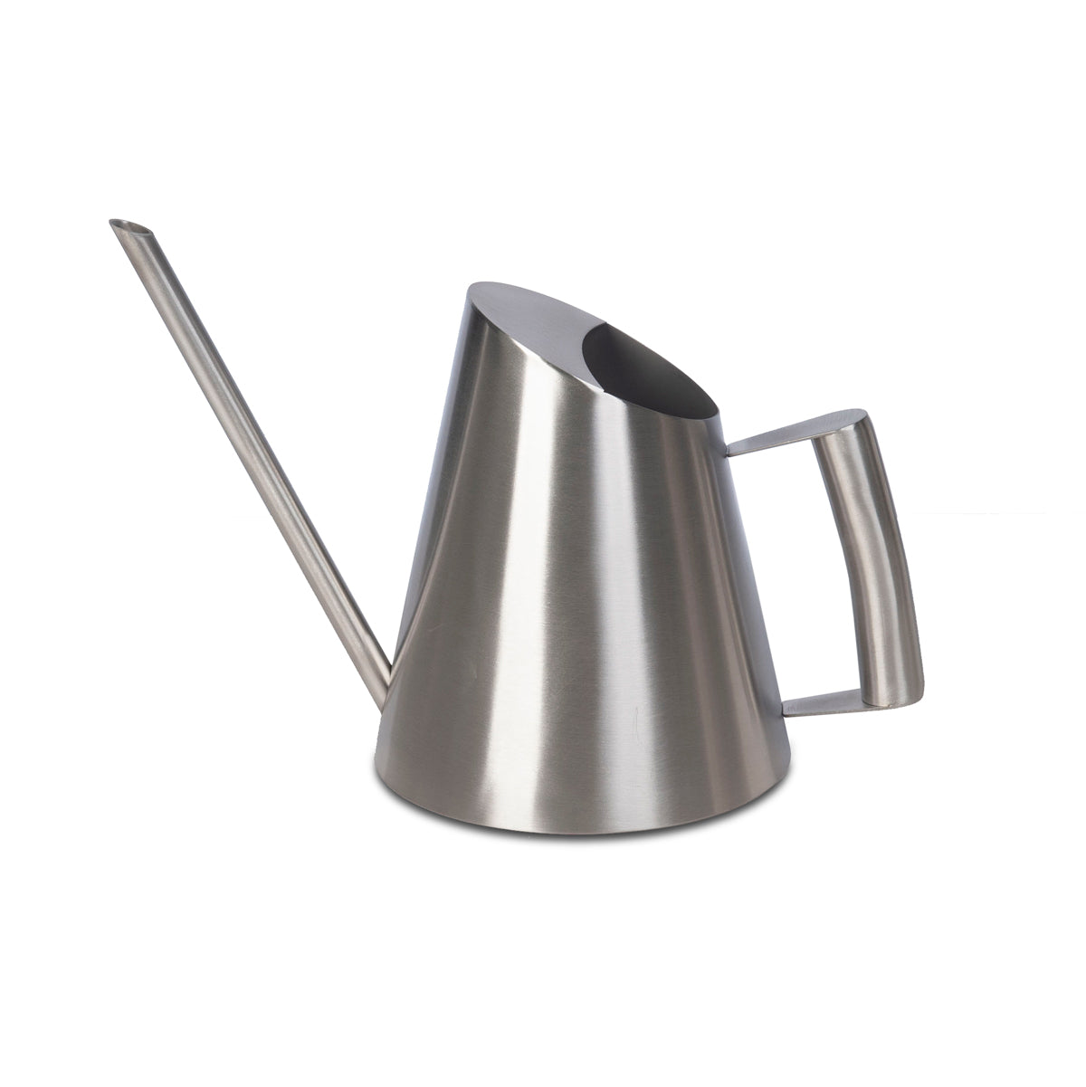 Large silver mini watering can on a white background.