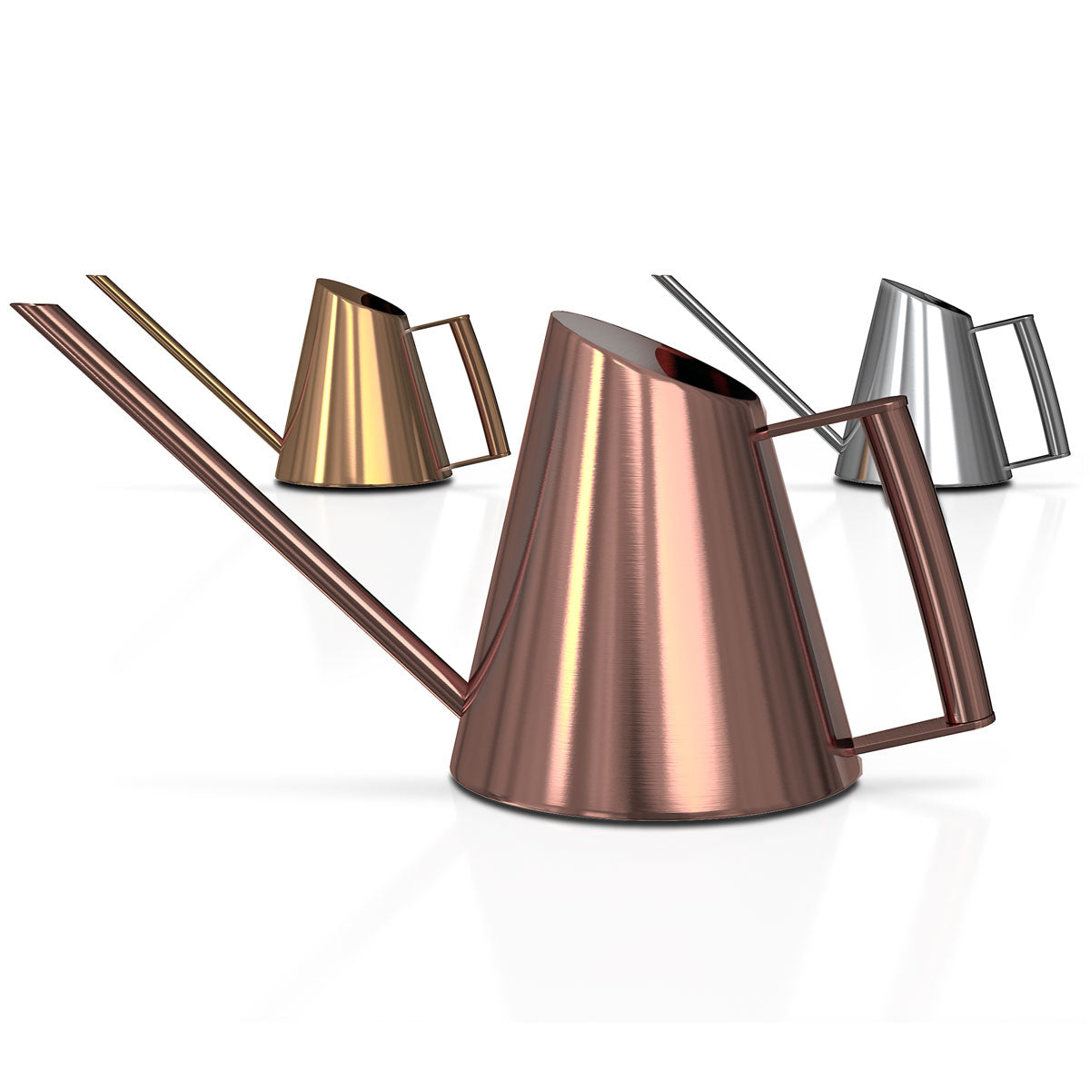 no spill watering cans-brushed stainless steel 3 colors.