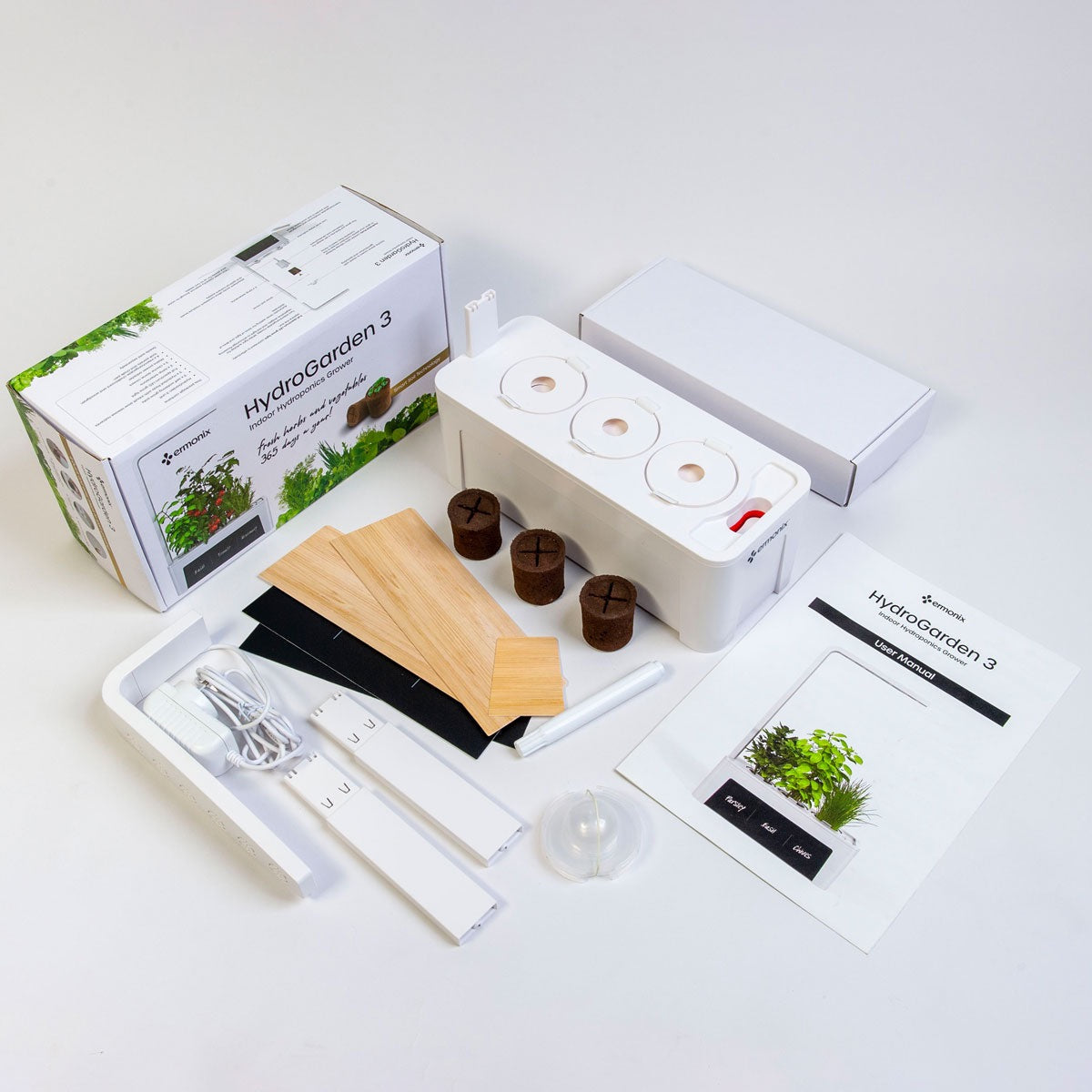 HydroGarden 3 package featuring whats in the box.