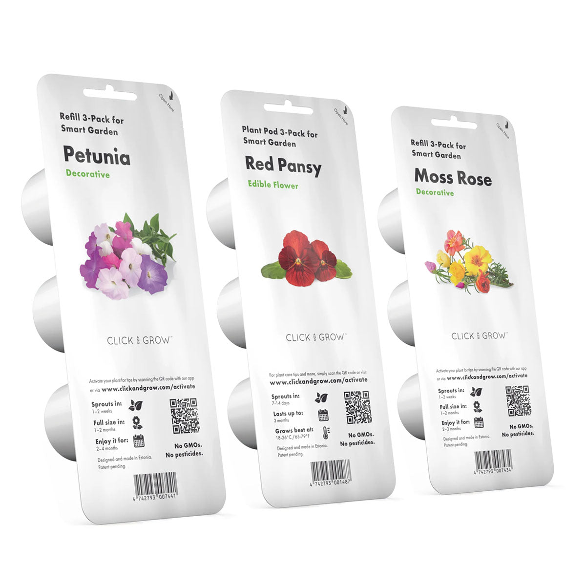 Click and grow three flower pack varieties