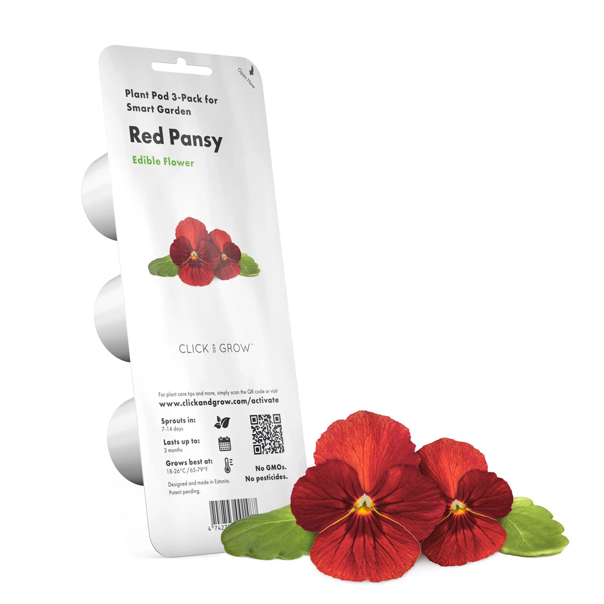 Red Pansy Click and grow plant pods 3-pack